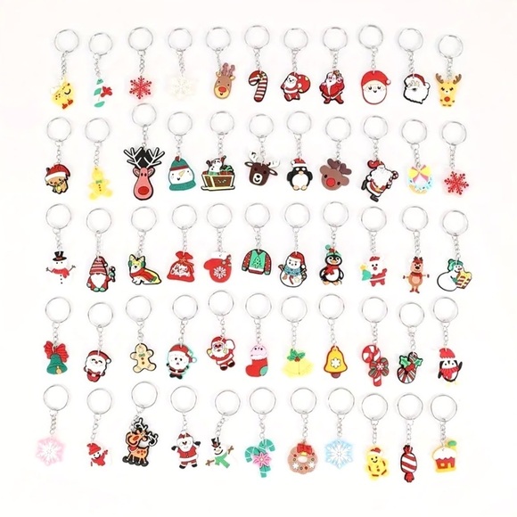 🔴 5 for $10 ONE Holiday Festive Christmas Santa Ring Key Chain - Picture 5 of 6